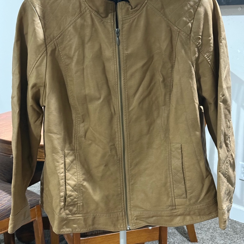 CJ Banks Women's Tan Leather Jacket